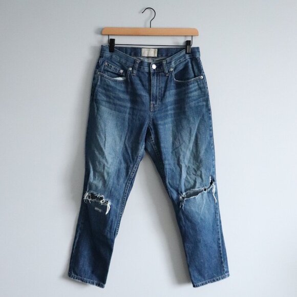 Everlane Women's Sz 27R The Summer Distressed High Rise Medium Wash Denim Jeans - Picture 1 of 11